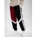 Men Corduroy Side Letter Ribbon Contrast Patchwork Casual Pants