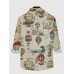 Vintage Around the World Hot Air Balloon Printing Men's Long Sleeve Shirt