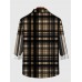 Plaid Series Two-Tone Black-NavajoWhite Lattice Stitching Men's Long Sleeve Shirt