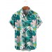 Men's Hawaiian Tropical Leaves Print Short Sleeve Shirt