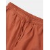 Mens Solid Color Pleated Embroidered Drawstring Waist Casual Jogger Pants