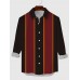 Retro Red And Brown Printing Men's Long Sleeve Shirt