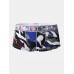 Mens Underwear Graffiti Print Faux Silk U Convex Boxers